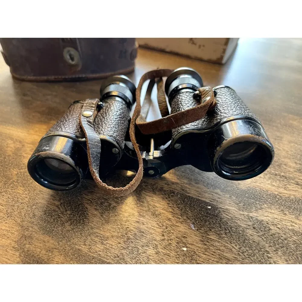 WW2 Japanese Field Binoculars with Leather Carrying‎ Case Renox 6 x 25